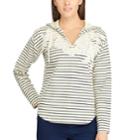 Women's Chaps Striped Lace Sweatshirt, Size: Large, White