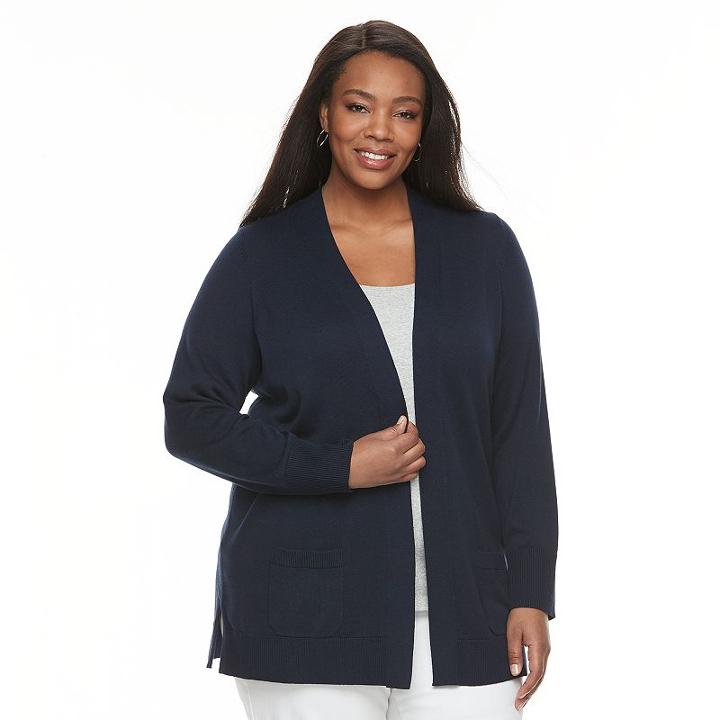 Plus Size Croft & Barrow&reg; Essential Open-front Cardigan, Women's, Size: 2xl, Blue