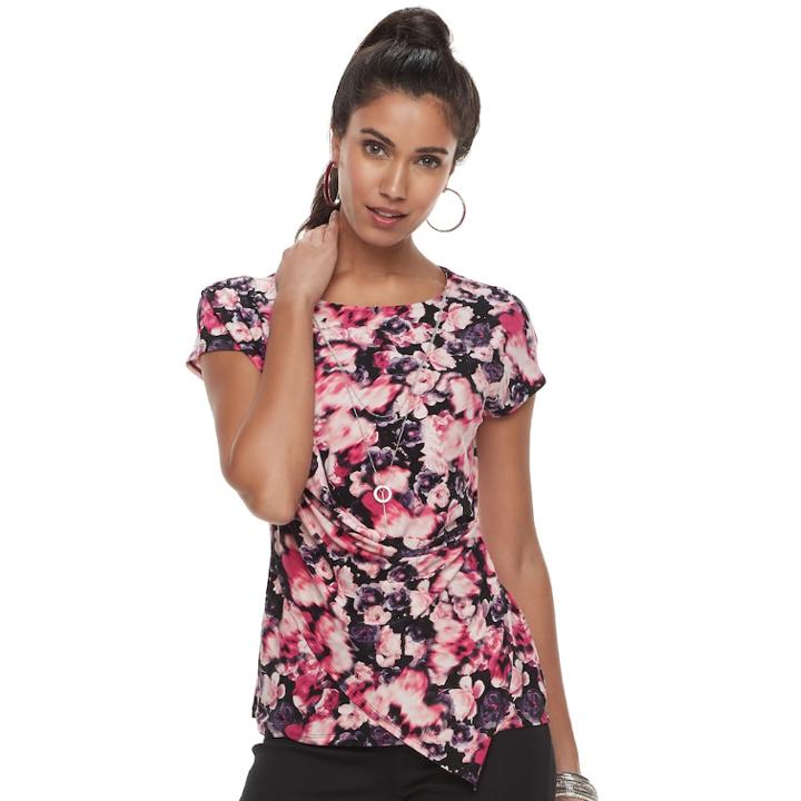 Women's Jennifer Lopez Drapped Tee, Size: Medium, Pink