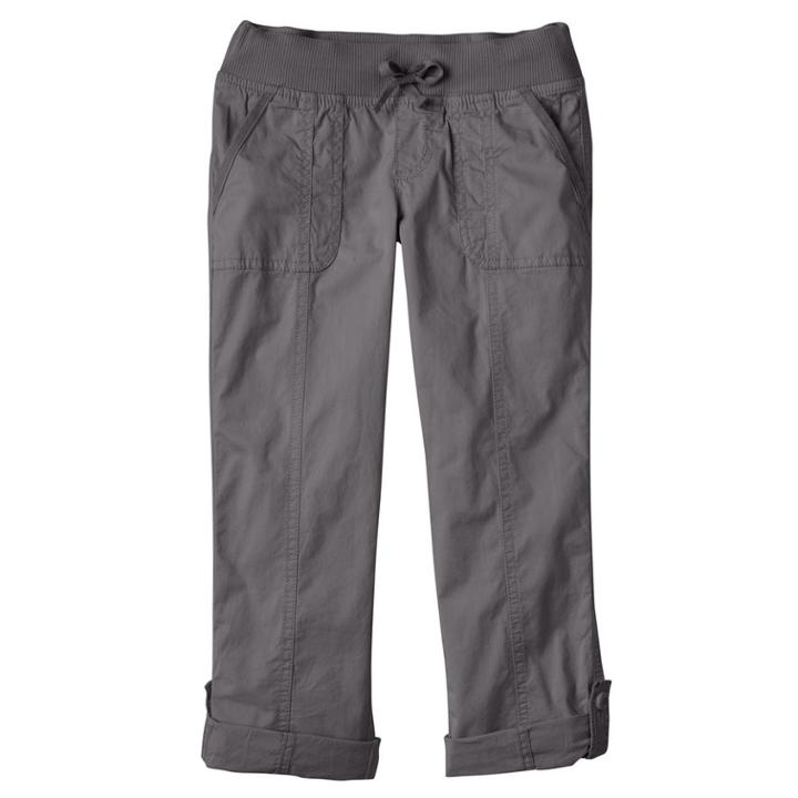 Girls Plus Size So&reg; Ribbed Waist Utility Pant Roll-tab Capris, Size: 14 1/2, Dark Grey
