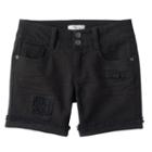 Girls 7-16 & Plus Size Mudd&reg; Crochet Patch Black Jean Shorts, Girl's, Size: 12