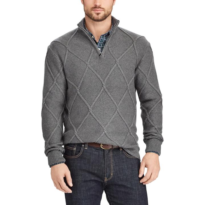 Big & Tall Chaps Classic-fit Quarter-zip Sweater, Men's, Size: 4xb, Grey