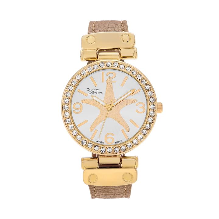 Journee Collection Women's Crystal Starfish Watch, Size: Medium, Brown