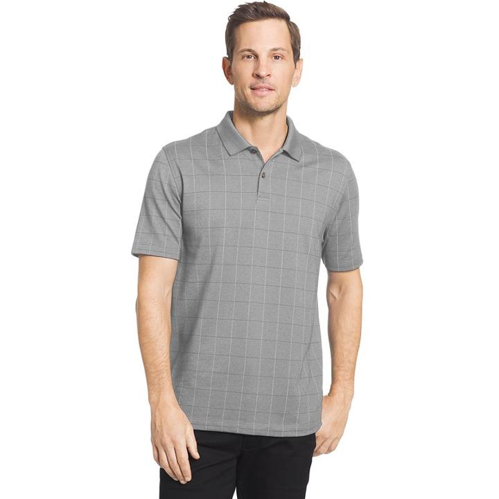 Big & Tall Van Heusen Flex Stretch Windowpane Polo, Men's, Size: 3xb, Grey Other