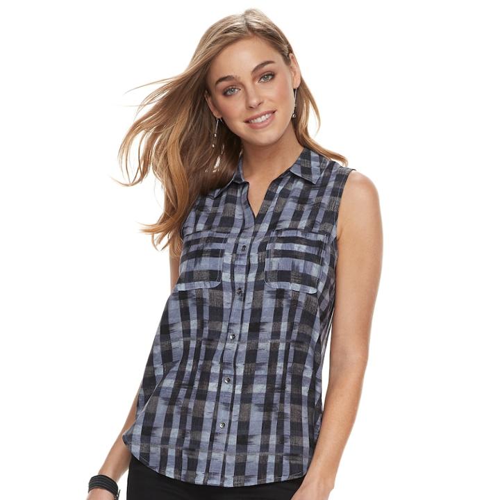 Women's Rock & Republic&reg; Challis Split-back Shirt, Size: Xl, Drk Purple