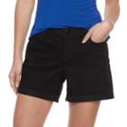 Women's Jennifer Lopez Cuffed Jean Shorts, Size: 10, Black