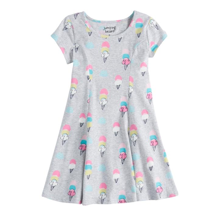 Girls 4-10 Jumping Beans&reg; Curved Seam Skater Dress, Size: 5, Light Grey