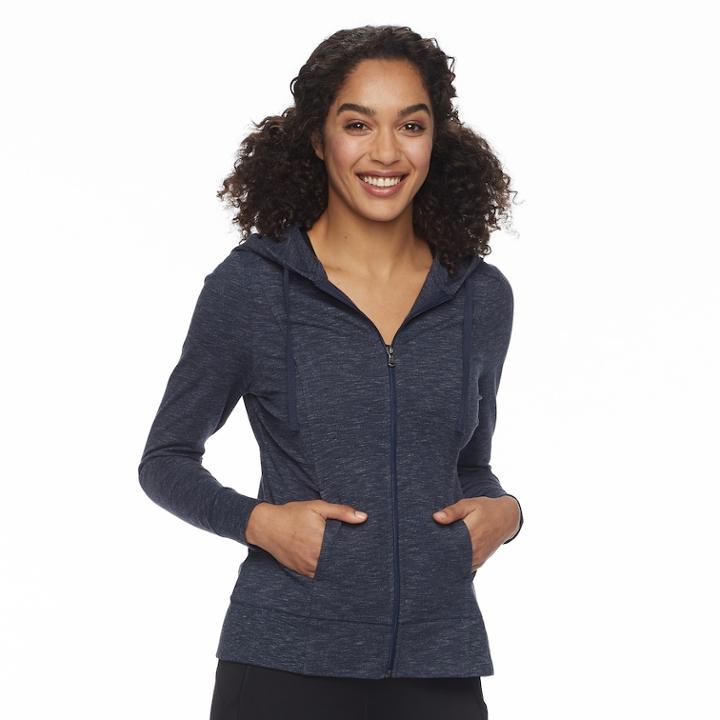 Petite Tek Gear&reg; Dry Tek Zip-front Hoodie, Women's, Size: L Petite, Blue