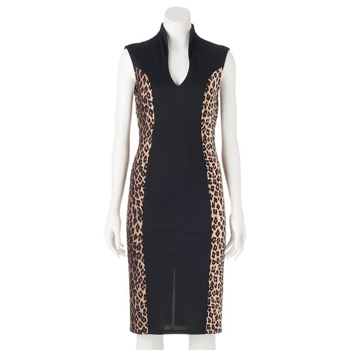 Juniors' Almost Famous Cheetah Bodycon Dress, Teens, Size: Small, Lt Beige