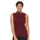 Women's Croft & Barrow&reg; Ribbed Sleeveless Turtleneck Top, Size: Large, Dark Red