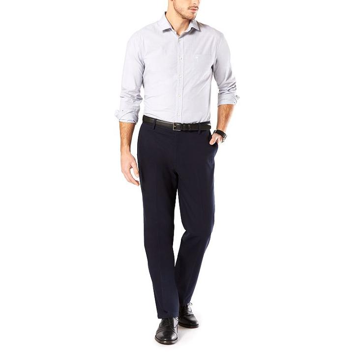 Big & Tall Dockers&reg; Stretch Signature Khaki D3 Classic-fit Flat-front Pants, Men's, Size: 46x30, Blue (navy)