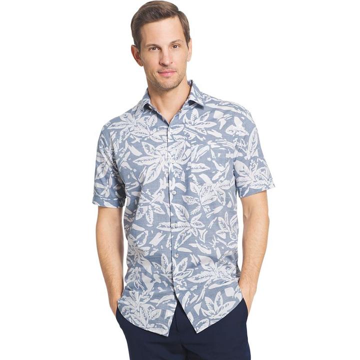 Men's Van Heusen Classic-fit Leaf Button-down Shirt, Size: Large, Blue Other