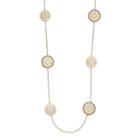 Glittery Filigree Disc Long Station Necklace, Women's, Gold