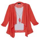 Girls 7-16 Iz Amy Byer Mock-layer Cardigan, Size: Small, Lt Orange