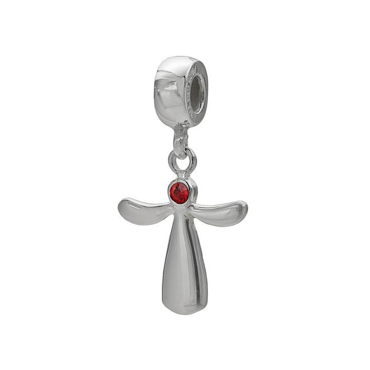 Individuality Beads Sterling Silver Crystal Angel Charm, Women's, Red