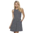 Juniors' So&reg; Textured Striped Skater Dress, Girl's, Size: Small, Blue