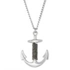 Men's Stainless Steel Anchor Pendant Necklace, Size: 24, Grey