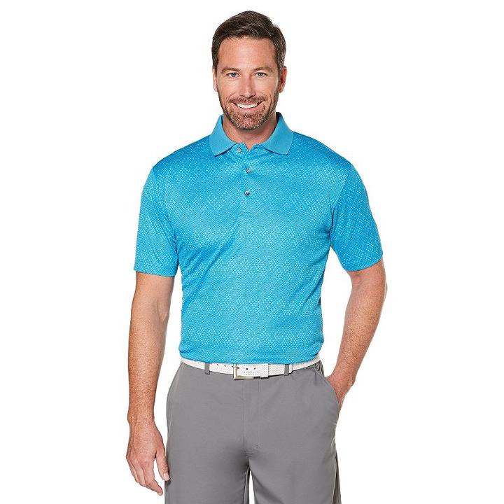 Men's Grand Slam Regular-fit Space-dyed Jacquard Performance Golf Polo, Size: Medium, Light Blue