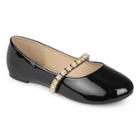 Journee Collection Mona Girls' Ballet Flats, Size: 12, Black