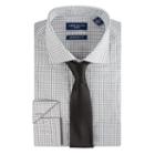 Men's Nick Dunn Modern-fit Patterned Easy-care Spread-collar Dress Shirt & Tie Set, Size: S 34/35, Grey