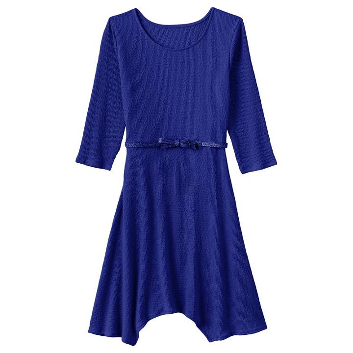 Girls 7-16 & Plus Size So&reg; Solid Textured Handkerchief Dress, Girl's, Size: Xl/14, Dark Blue