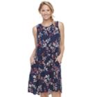 Women's Sonoma Goods For Life&trade; Pintuck Challis Shift Dress, Size: Small, Dark Blue