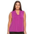 Plus Size Dana Buchman Printed Knot-front Top, Women's, Size: 3xl, Med Purple
