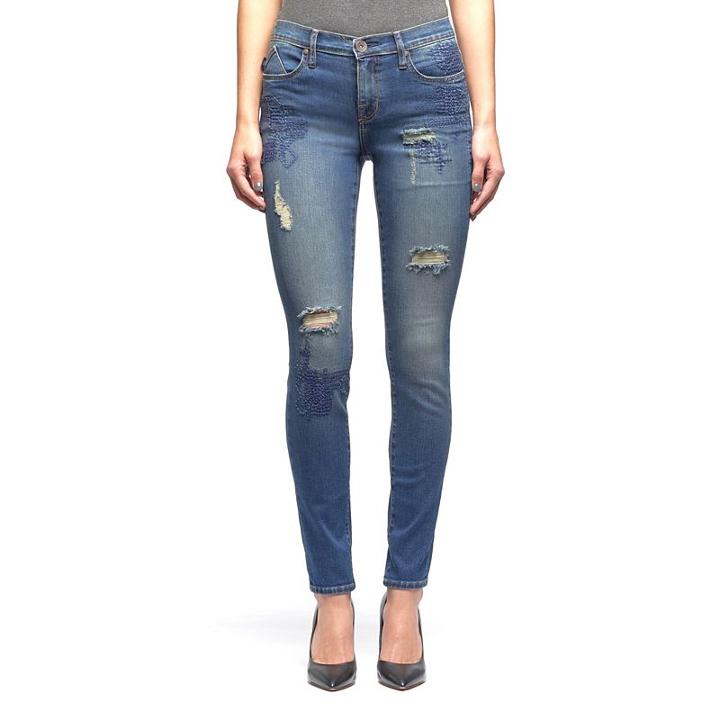 Women's Rock & Republic&reg; Berlin Ripped Skinny Jeans, Size: 6 T/l, Med Blue