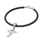 Logoart Sterling Silver & Leather Chiropractic Caduceus Charm Bracelet, Women's, Size: 7.5, Grey