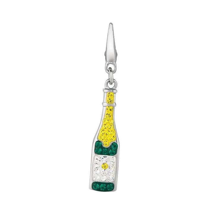 Sterling Silver Crystal Champagne Bottle Charm, Women's, Multicolor