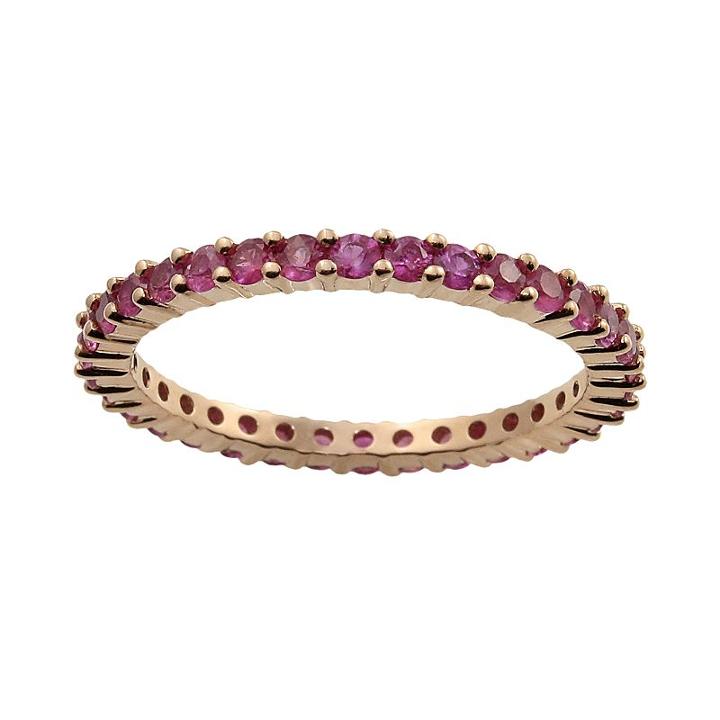 10k Rose Gold Pink Sapphire Eternity Wedding Ring, Women's, Size: 7
