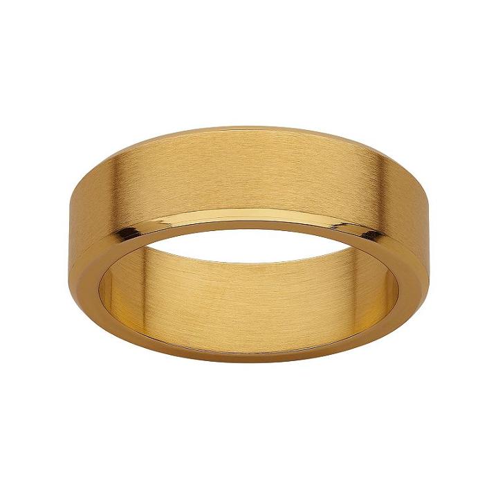 Yellow Ion-plated Stainless Steel Satin Finish Wedding Band - Men, Size: 9
