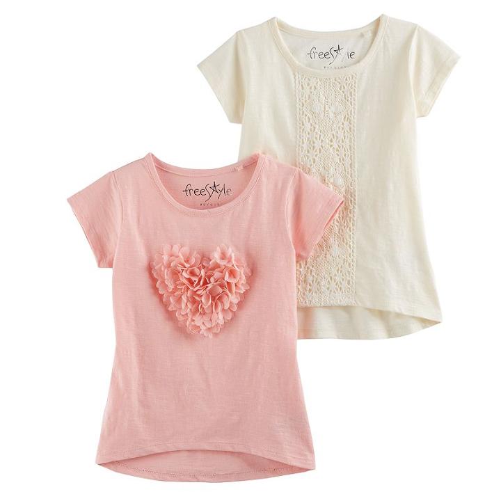 Girls 4-6x Freestyle Revolution Chiffon Heart & Lace High-low Tee Set, Size: 6, Multi
