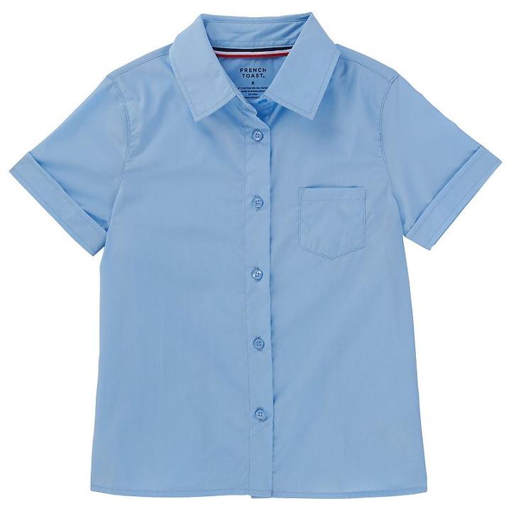 Girls 4-20 & Plus Size French Toast School Uniform Short-sleeved Pointed Collar Blouse, Girl's, Size: 12, Blue