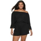 Juniors' Plus Size Mudd Off The Shoulder Romper, Teens, Size: 2xl, Black