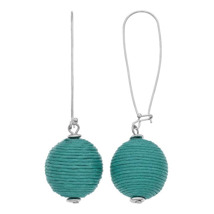 Thread Wrapped Ball Drop Earrings, Women's, Turq/aqua