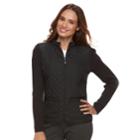 Petite Croft & Barrow&reg; Quilted Zip-front Sweater, Women's, Size: L Petite, Black