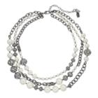 Simply Vera Vera Wang Simulated Pearl & Filigree Bead Multistrand Necklace, Women's, White