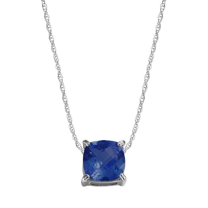 Sterling Silver Lab-created Sapphire Pendant, Women's, Size: 18, Blue
