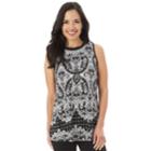 Women's Apt. 9&reg; Printed Swing Tank, Size: Large, Black White Paisley