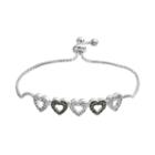 Silver Luxuries Silver Plated Crystal & Marcasite Heart Lariat Bracelet, Women's, Grey