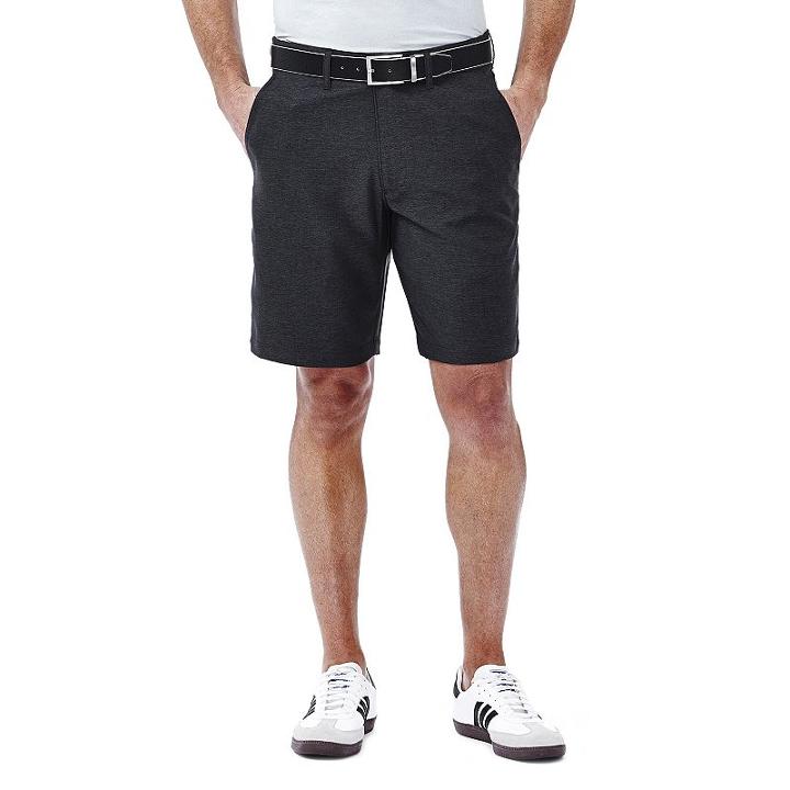 Men's Haggar In Motion Melange Flat-front Shorts, Size: 44, Grey (charcoal)