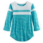 Girls 7-16 & Plus Size So&reg; 3/4 -sleeve Colorblock Football Tee, Size: 10, Med Blue