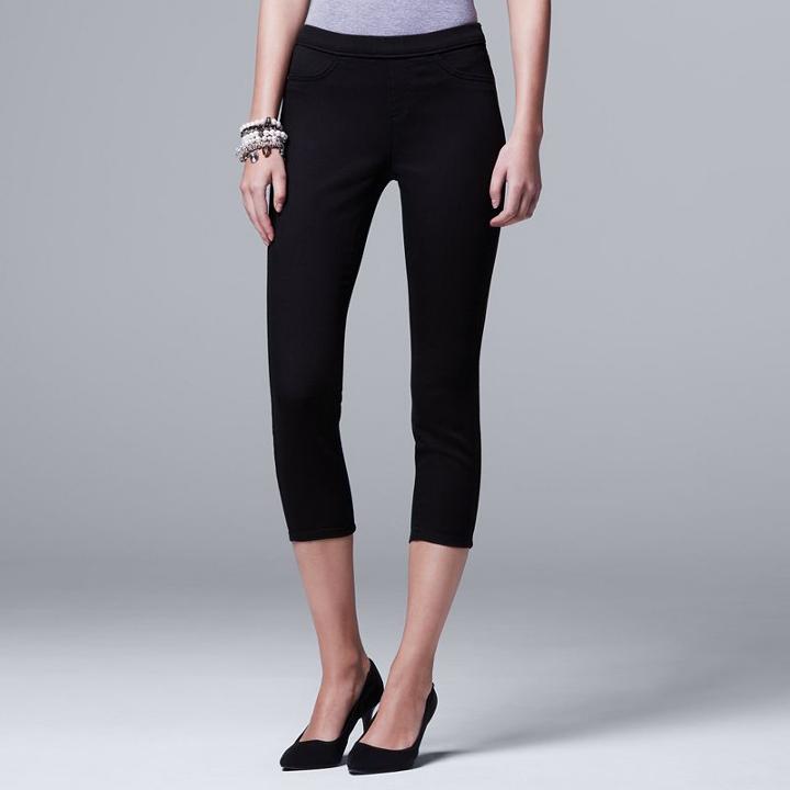 Petite Simply Vera Vera Wang Capri Jeggings, Women's, Size: 16 Petite, Black