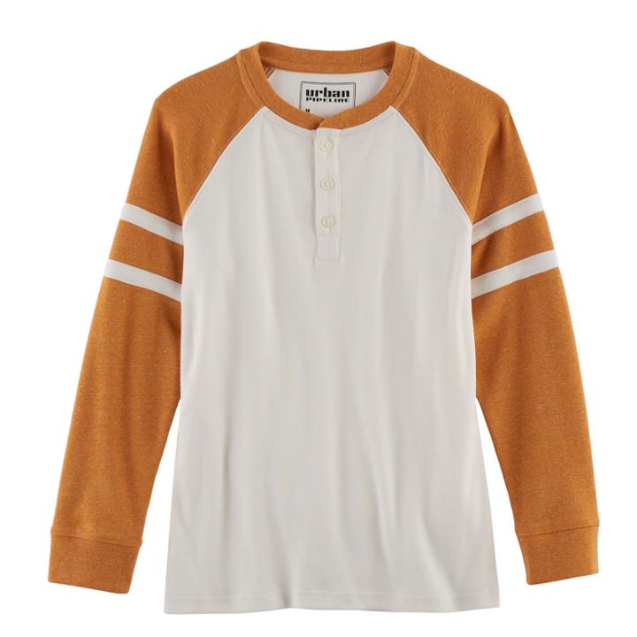 Boys 8-20 Urban Pipeline&reg; Football Raglan Henley, Size: Small, Med Orange