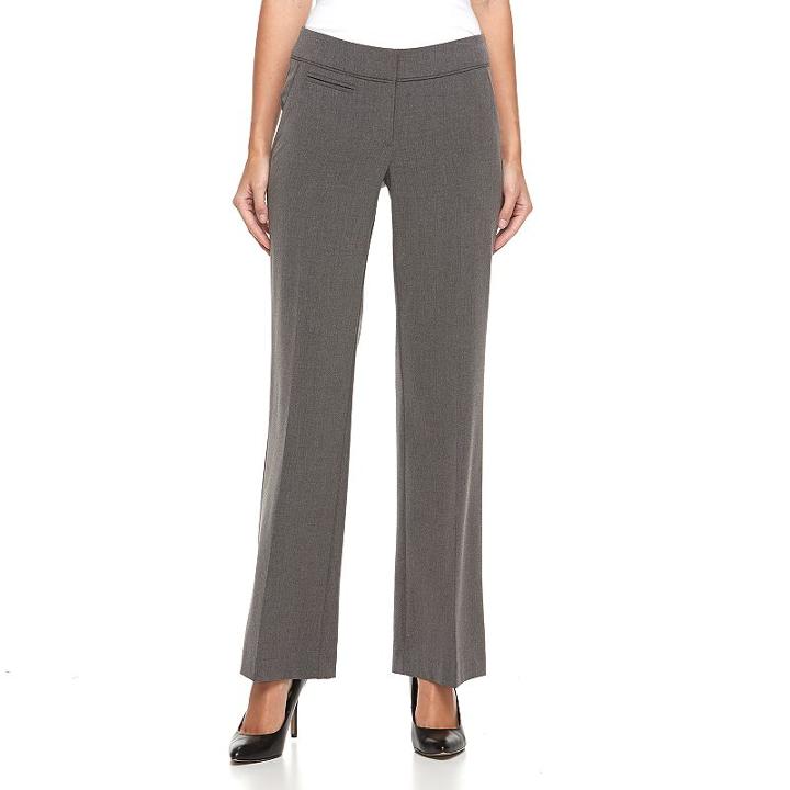 Women's Apt. 9&reg; Piped Straight-leg Dress Pants, Size: 16, Grey Other