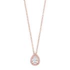 Lily & Lace 14k Rose Gold Plated Cubic Zirconia Teardrop Halo Pendant, Women's, Size: 18, White