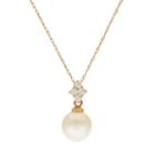 Pearlustre By Imperial 14k Gold Freshwater Cultured Pearl & White Topaz Pendant, Women's, Size: 18