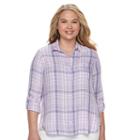 Juniors' Plus Size So&reg; Plaid High-low Shirt, Girl's, Size: 3xl, White