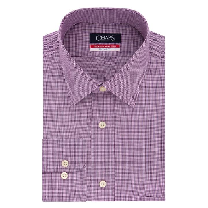 Men's Chaps Regular-fit Wrinkle-free Stretch Collar Dress Shirt, Size: Xl-34/35, Drk Purple
